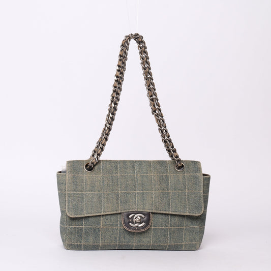 Chanel Denim Chocolate Bar Quilted Flap Shoulder Bag
