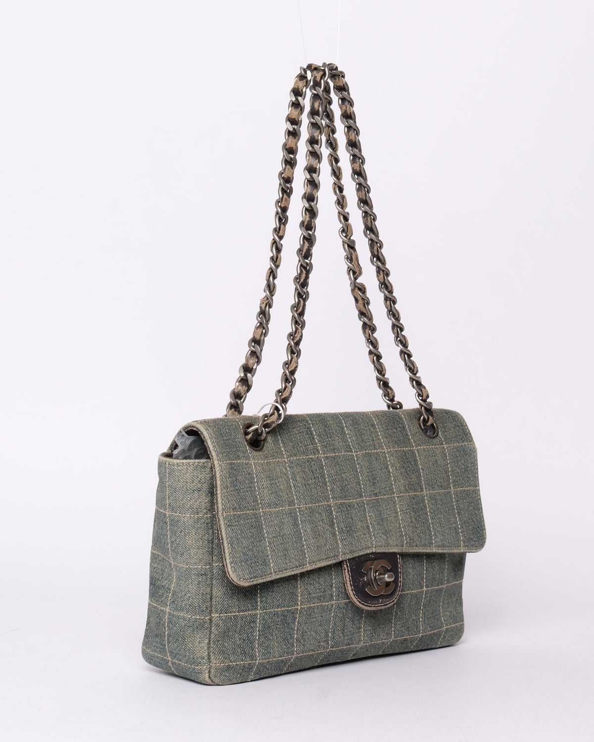 Chanel Denim Chocolate Bar Quilted Flap Shoulder Bag