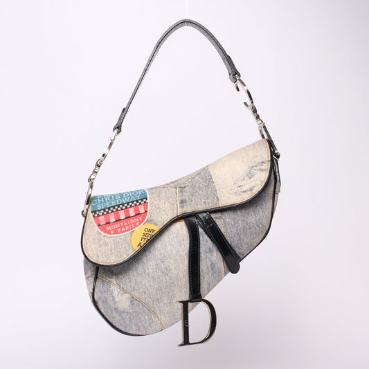 Christian Dior Denim Speedway Saddle Shoulder Bag