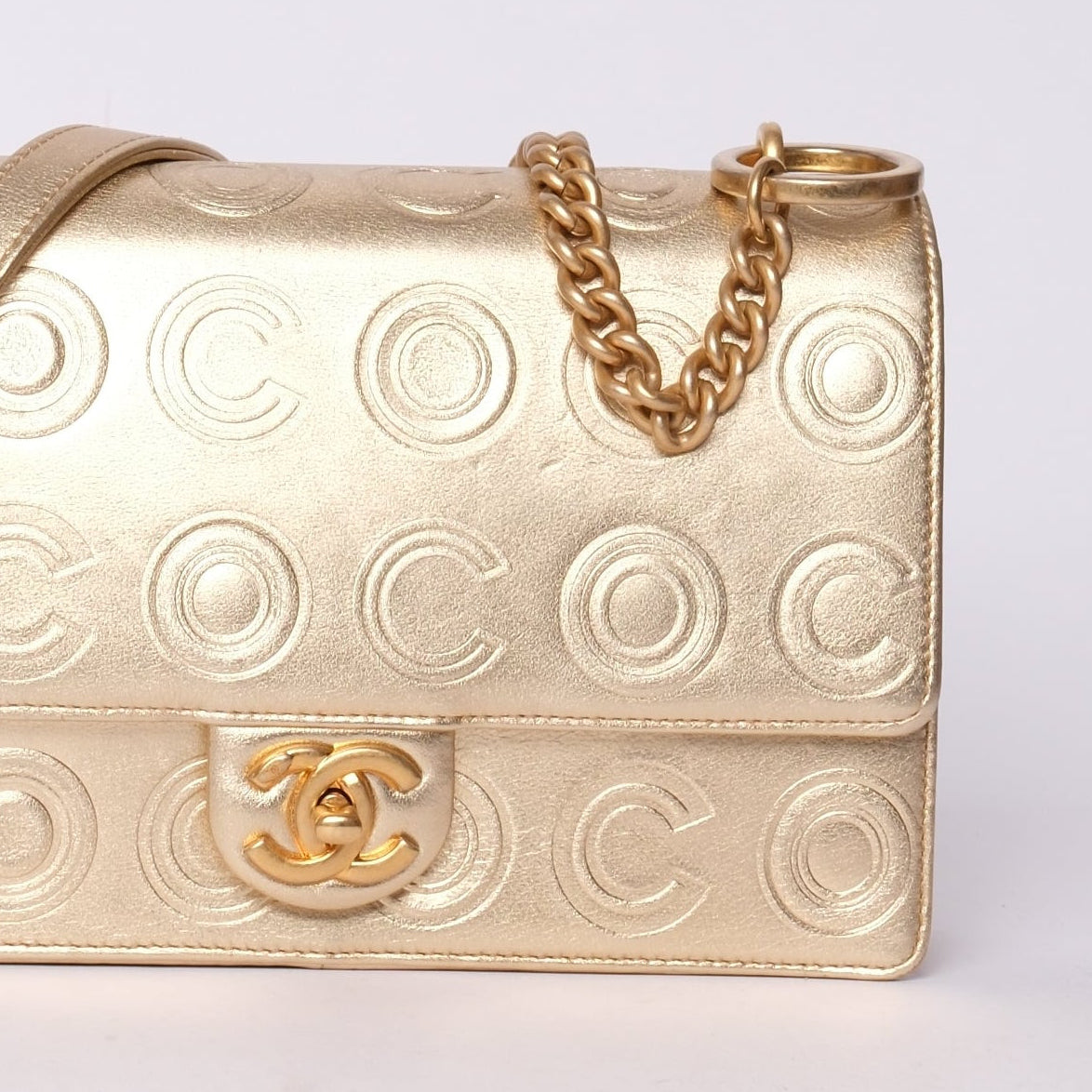 Chanel Gold Metallic Lambskin Leather COCO Monogram Flap