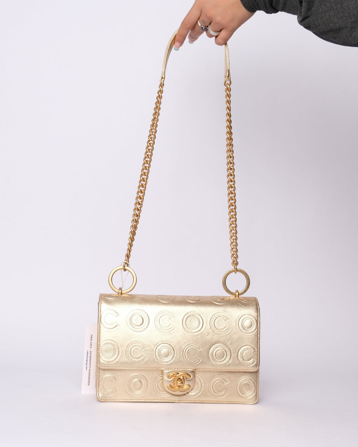 Chanel Gold Metallic Lambskin Leather COCO Monogram Flap