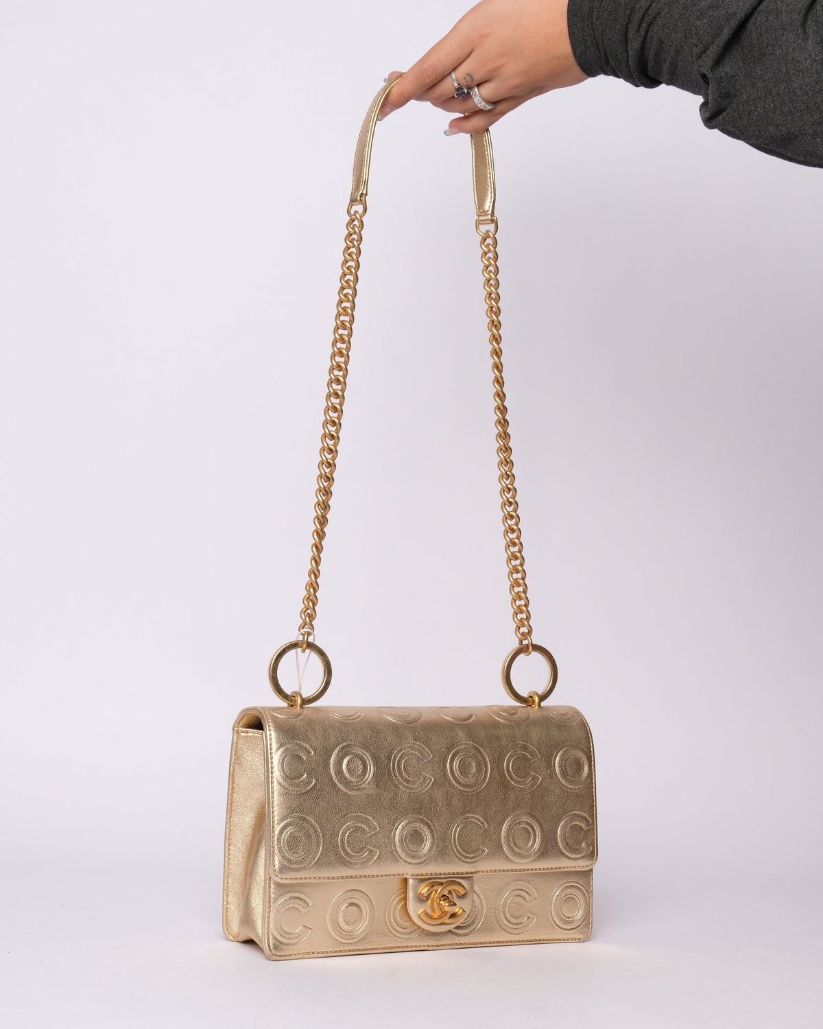 Chanel Gold Metallic Lambskin Leather COCO Monogram Flap