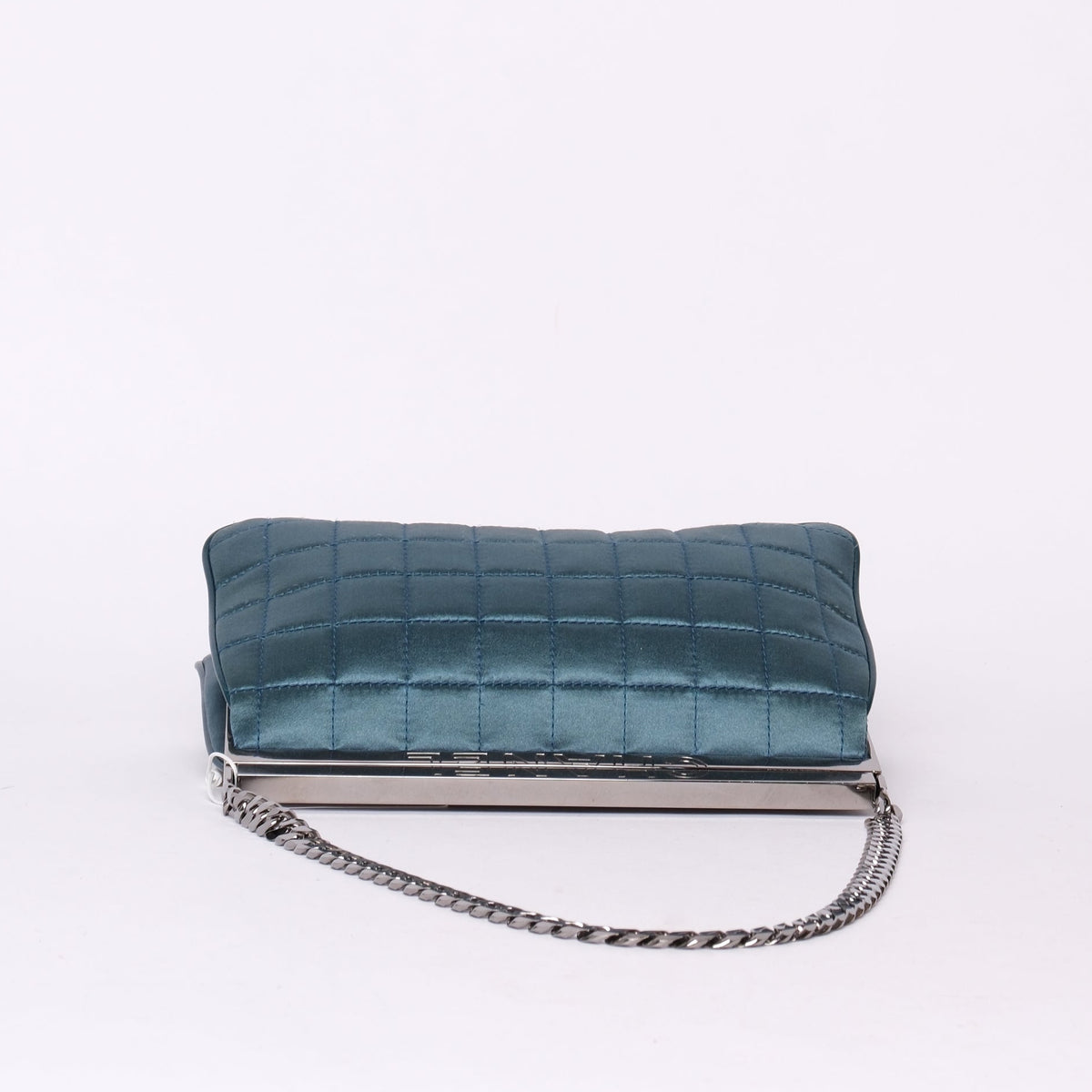 Chanel Teal Satin Chocolate Bar Frame Bag