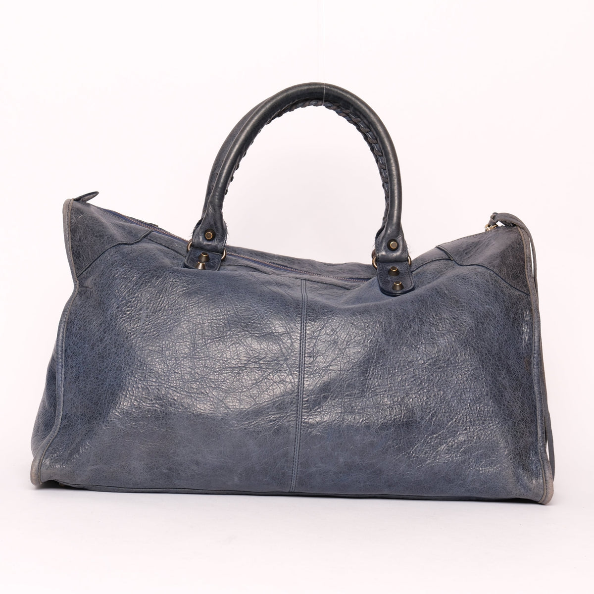 Balenciaga Navy Blue Work City Bag w/ Bronze Hardware