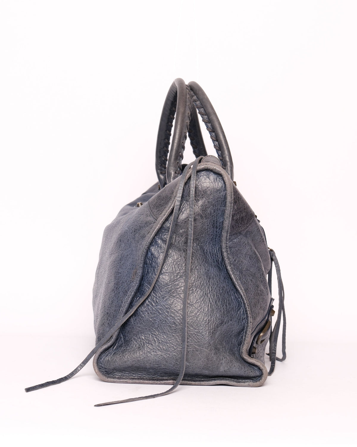 Balenciaga Navy Blue Work City Bag w/ Bronze Hardware