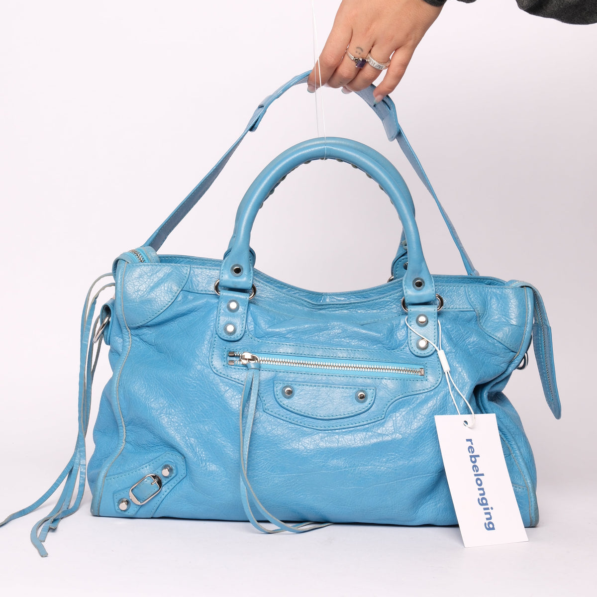 Balenciaga Sky Blue City Bag w/ Silver Hardware