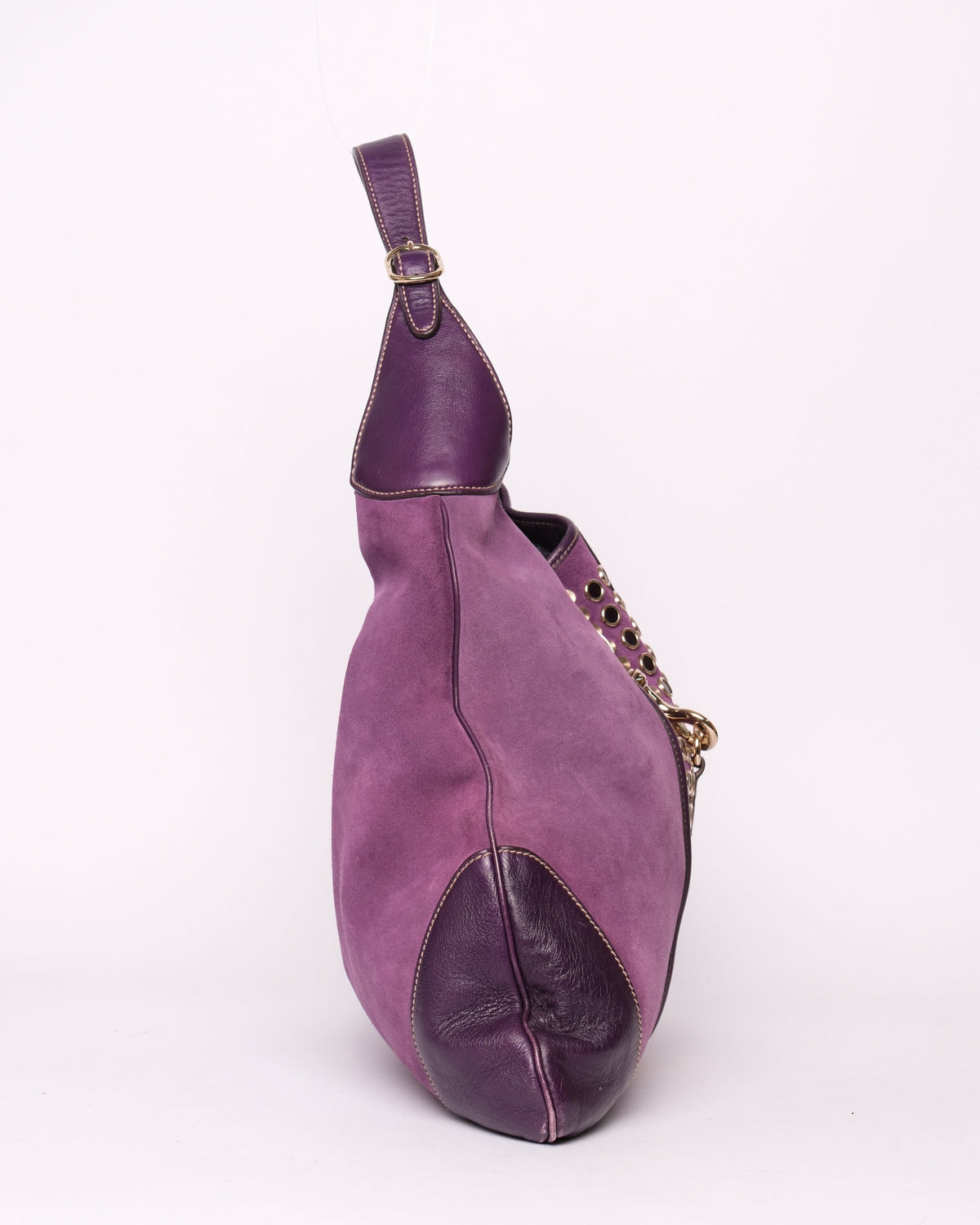 Gucci Purple Suede Jumbo Studded Jackie Shoulder Bag