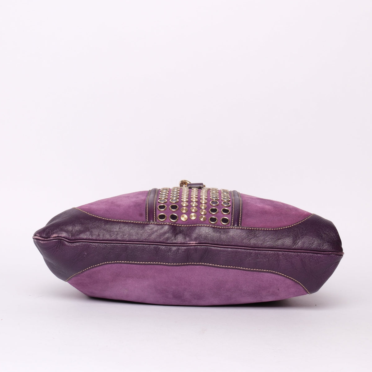 Gucci Purple Suede Jumbo Studded Jackie Shoulder Bag