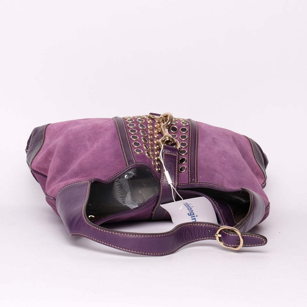 Gucci Purple Suede Jumbo Studded Jackie Shoulder Bag