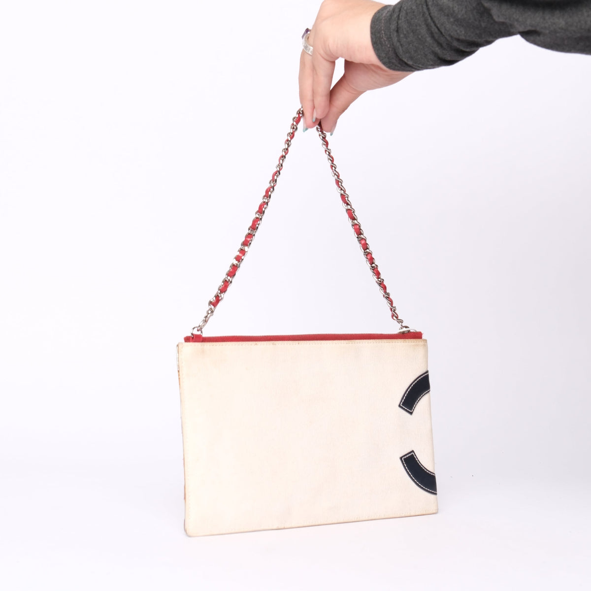 Chanel Beige Multicolored Canvas & Leather American Flag Pochette