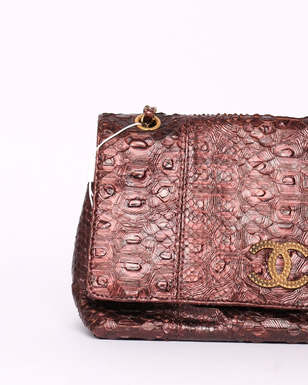 RARE Chanel Burgundy Tortoise Printed Python Shoulder Bag