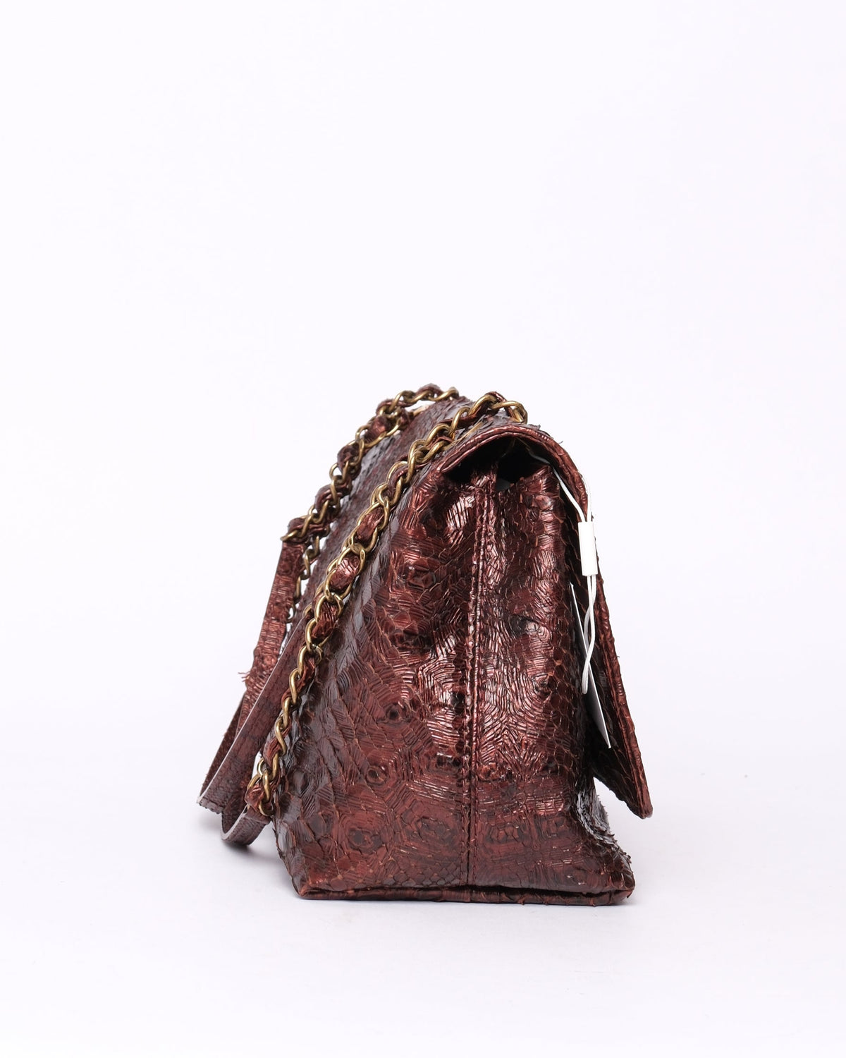 RARE Chanel Burgundy Tortoise Printed Python Shoulder Bag