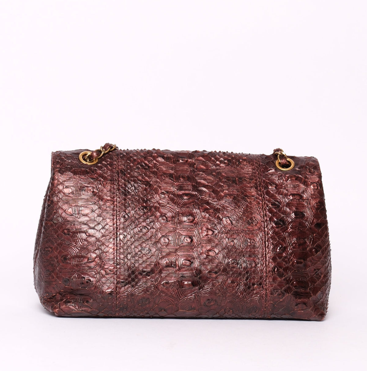 RARE Chanel Burgundy Tortoise Printed Python Shoulder Bag