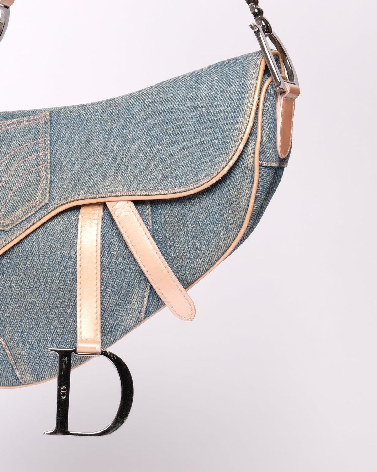 Christian Dior Denim & Leather Saddle Shoulder Bag
