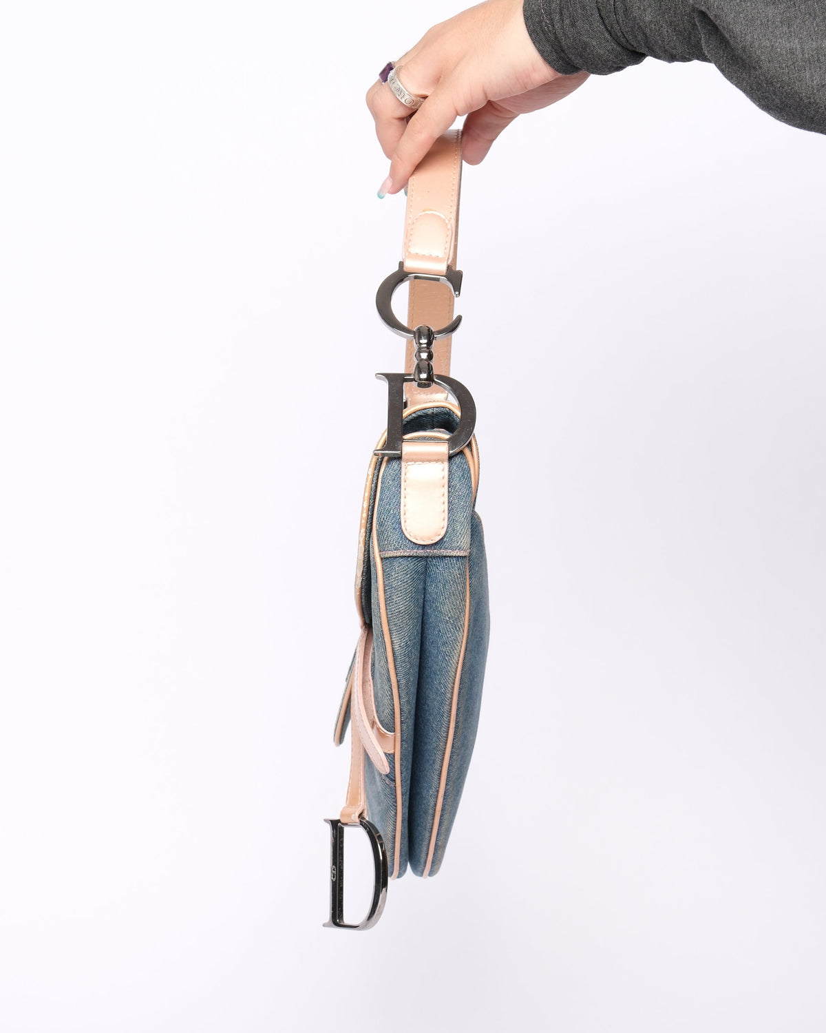 Christian Dior Denim & Leather Saddle Shoulder Bag