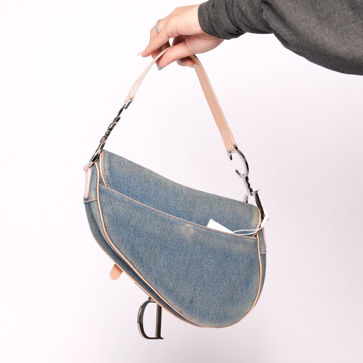 Christian Dior Denim & Leather Saddle Shoulder Bag