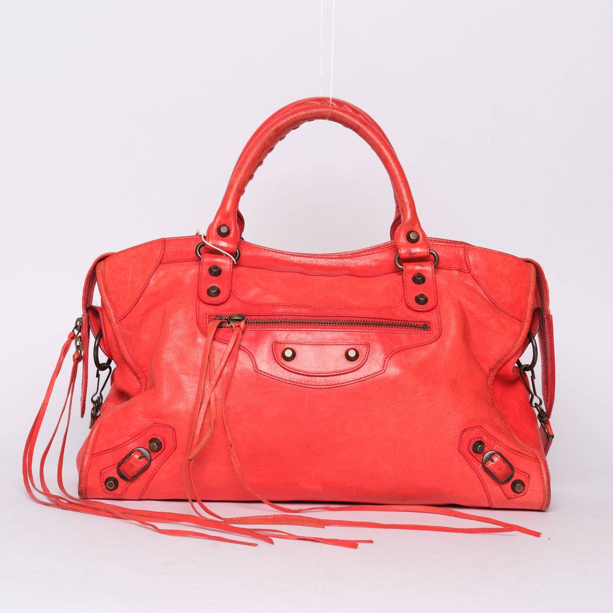Balenciaga Fire Red City Bag w/ Bronze Hardware