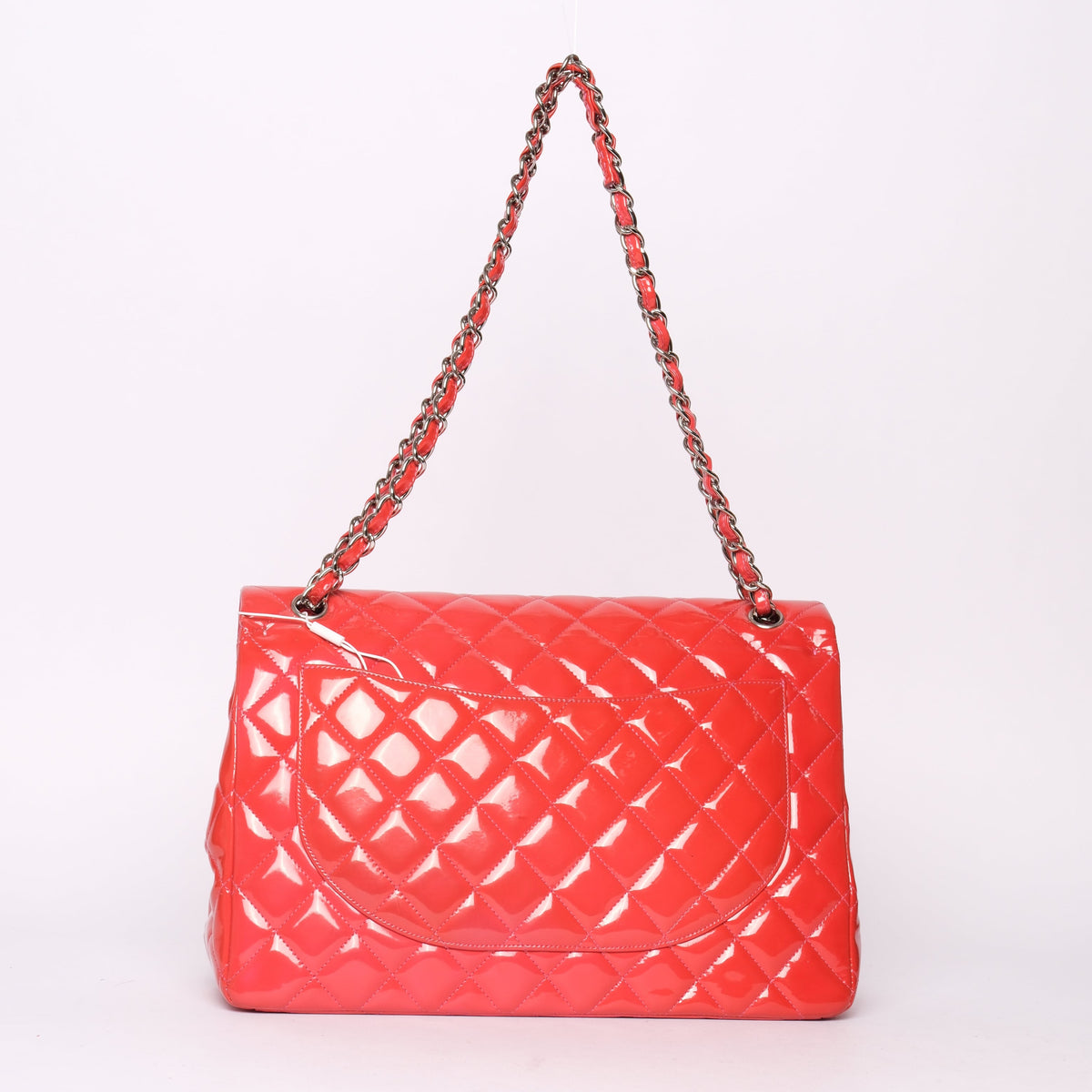 Chanel Red Patent Leather Quilted Matelasse Double Flap Shoulder Bag