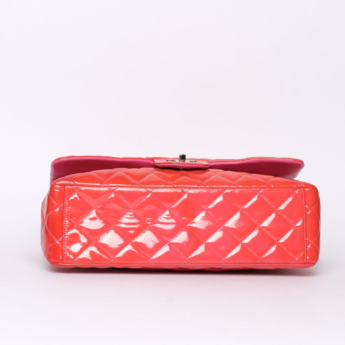 Chanel Red Patent Leather Quilted Matelasse Double Flap Shoulder Bag