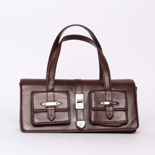 Chanel Burgundy Top Handle Double Pocket Tote Bag