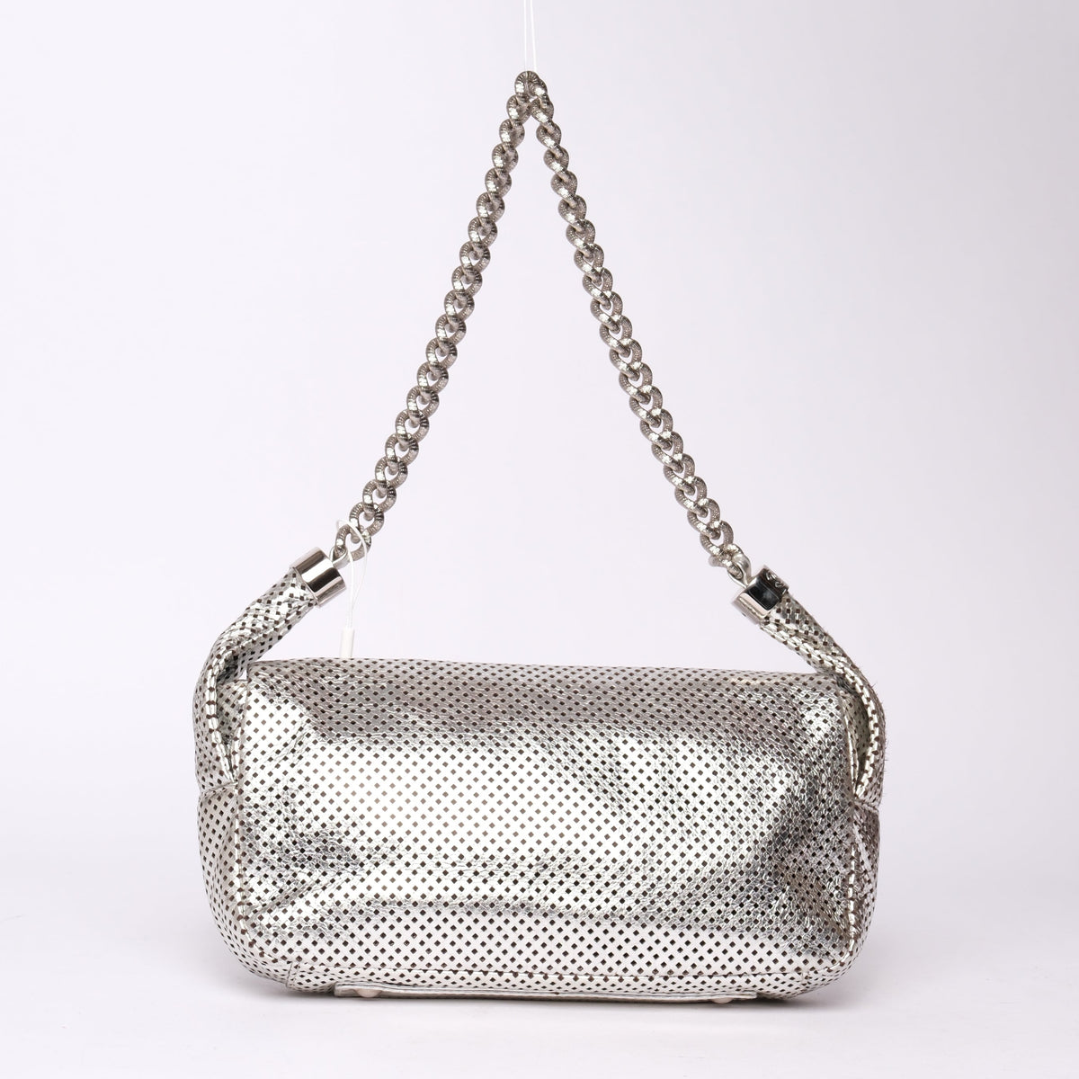 Chanel Silver Rodeo Drive Perforated Leather Shoulder Bag