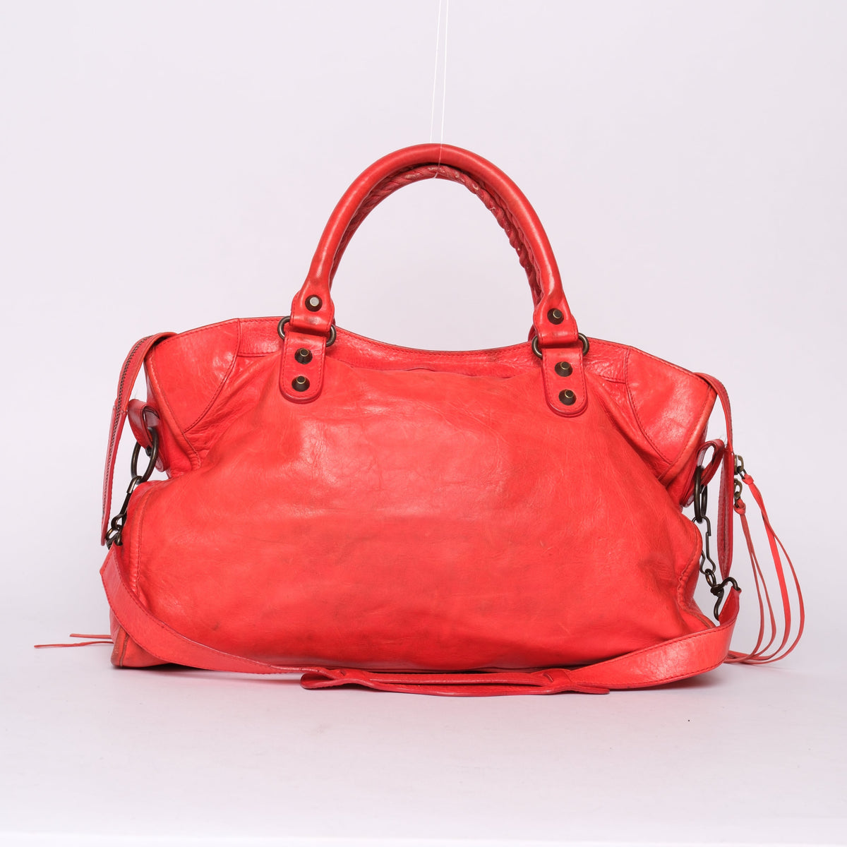 Balenciaga Fire Red City Bag w/ Bronze Hardware