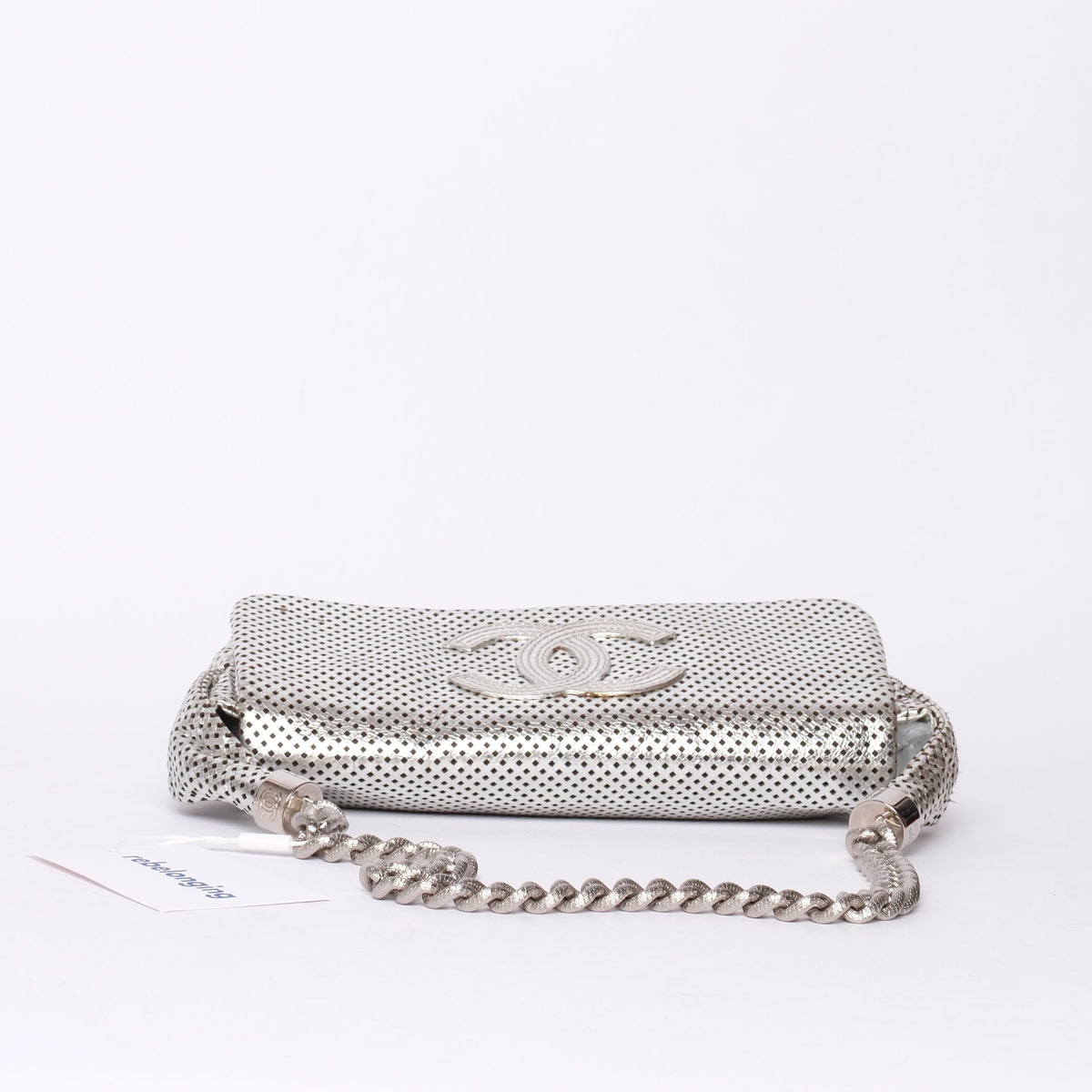 Chanel Silver Rodeo Drive Perforated Leather Shoulder Bag