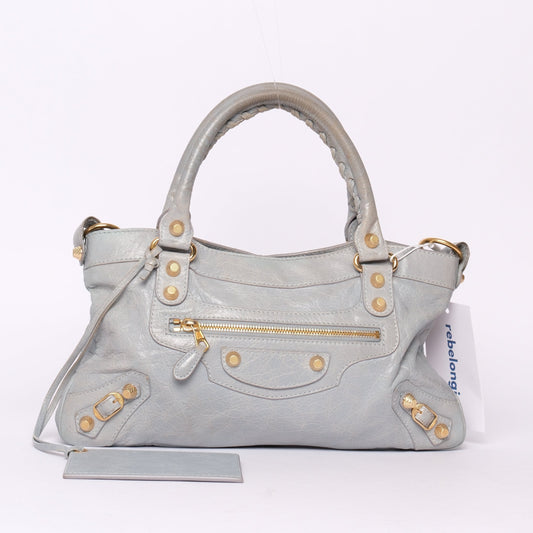 Balenciaga Light Blue Leather "First" City Bag SHW