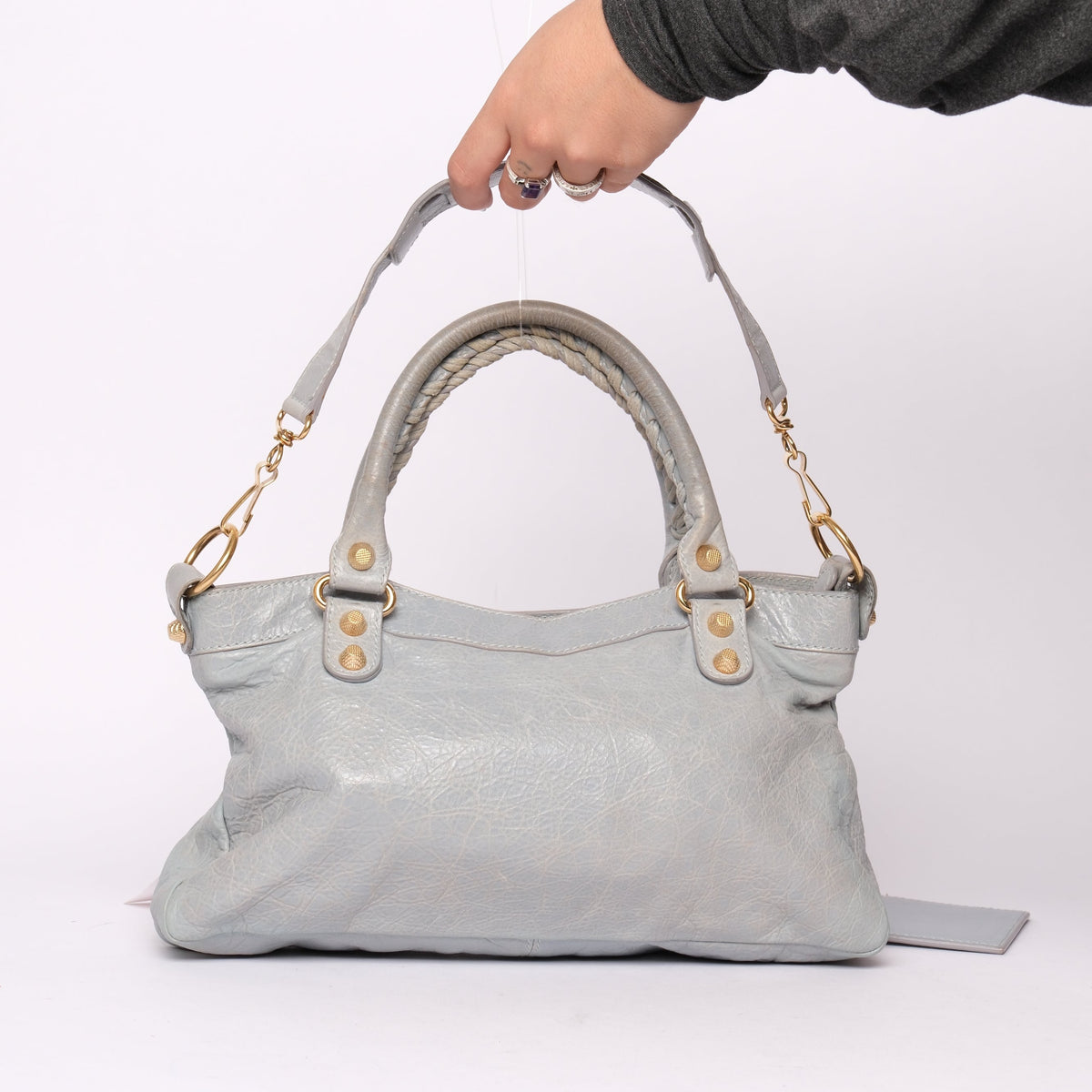 Balenciaga Light Blue Leather "First" City Bag SHW