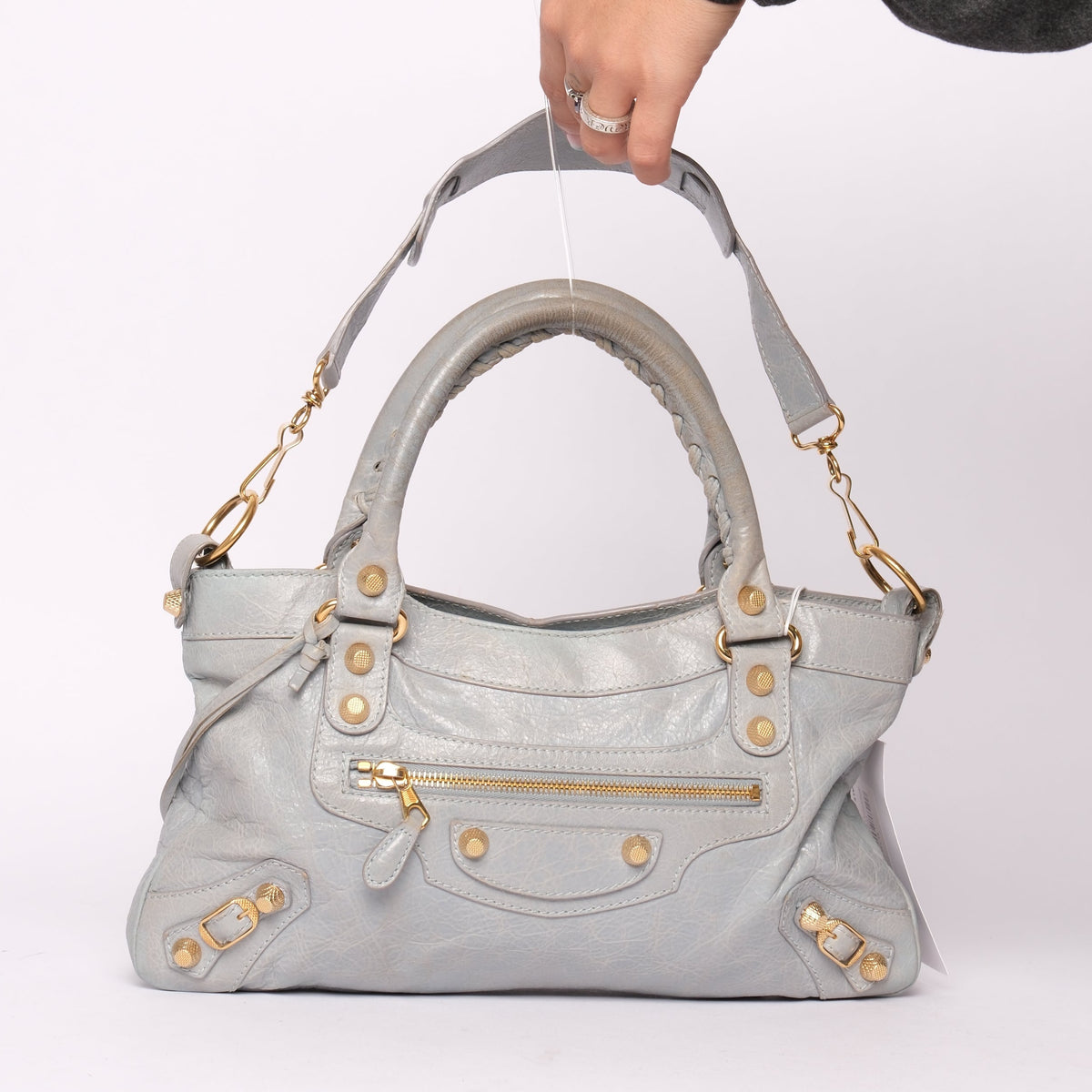Balenciaga Light Blue Leather "First" City Bag SHW