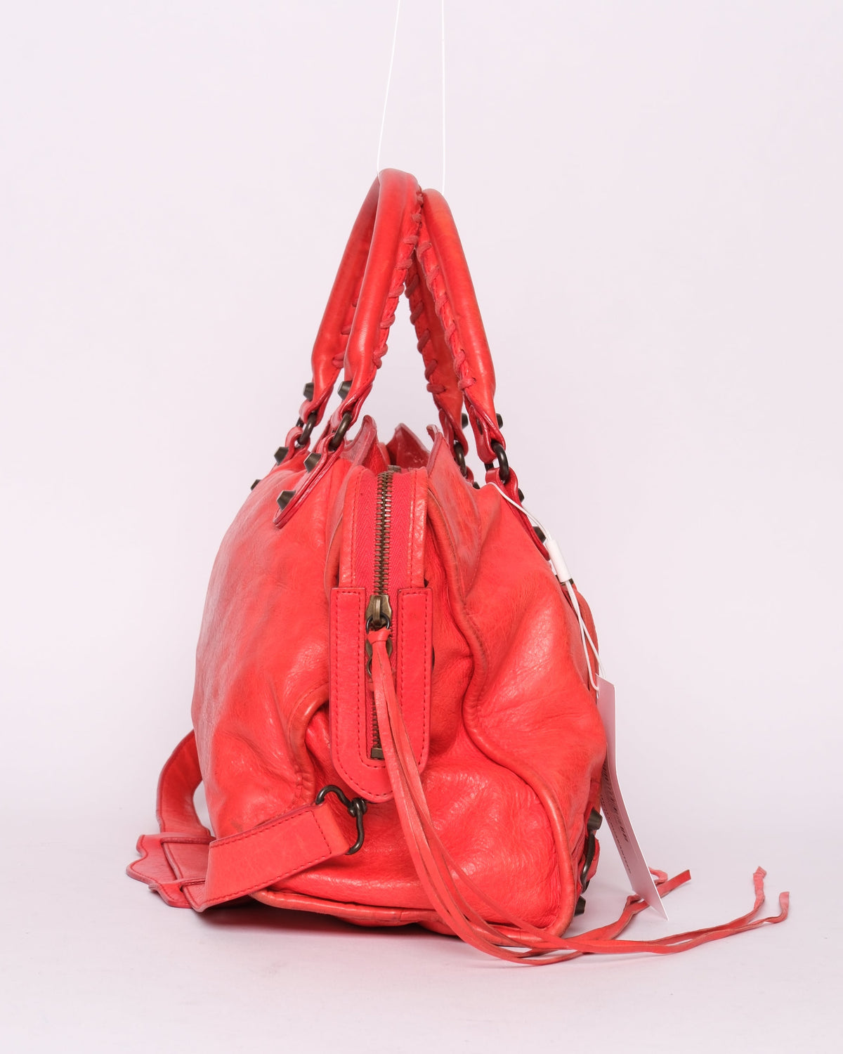 Balenciaga Fire Red City Bag w/ Bronze Hardware
