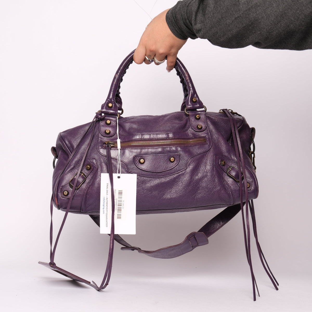 Balenciaga Purple Twiggy City Bag w/ Bronze Hardware
