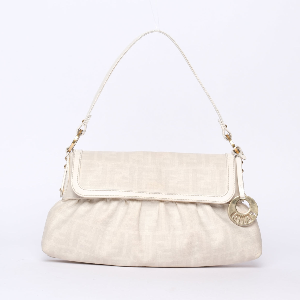 Fendi White PVC Zucca Monogram Chef Shoulder Bag