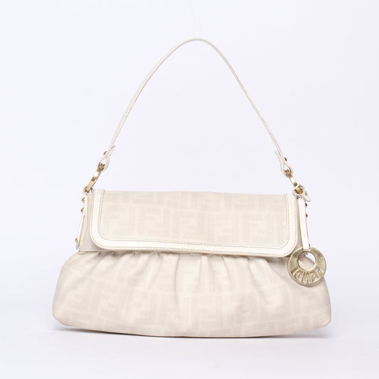 Fendi White PVC Zucca Monogram Chef Shoulder Bag