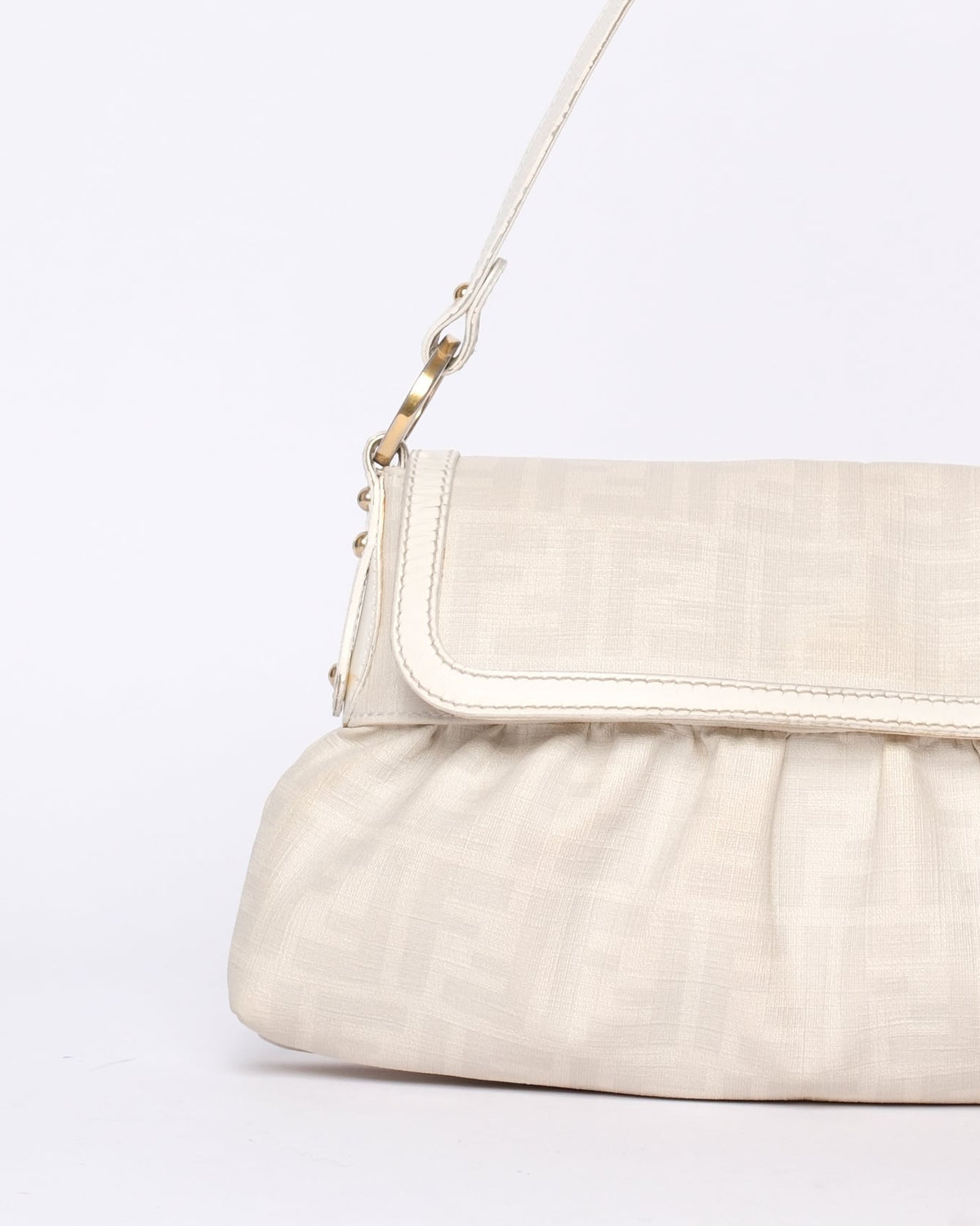 Fendi White PVC Zucca Monogram Chef Shoulder Bag