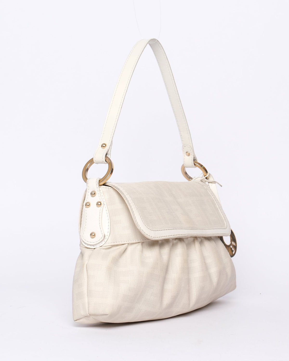 Fendi White PVC Zucca Monogram Chef Shoulder Bag