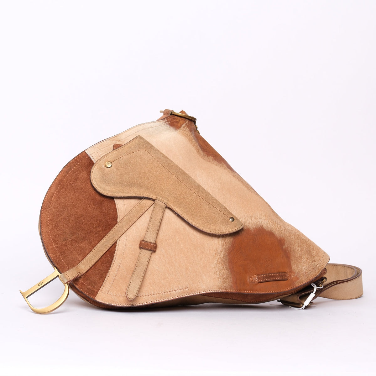RARE Christian Dior Mixed Media Ponyhair Western Jumbo Crossbody Saddle Bag