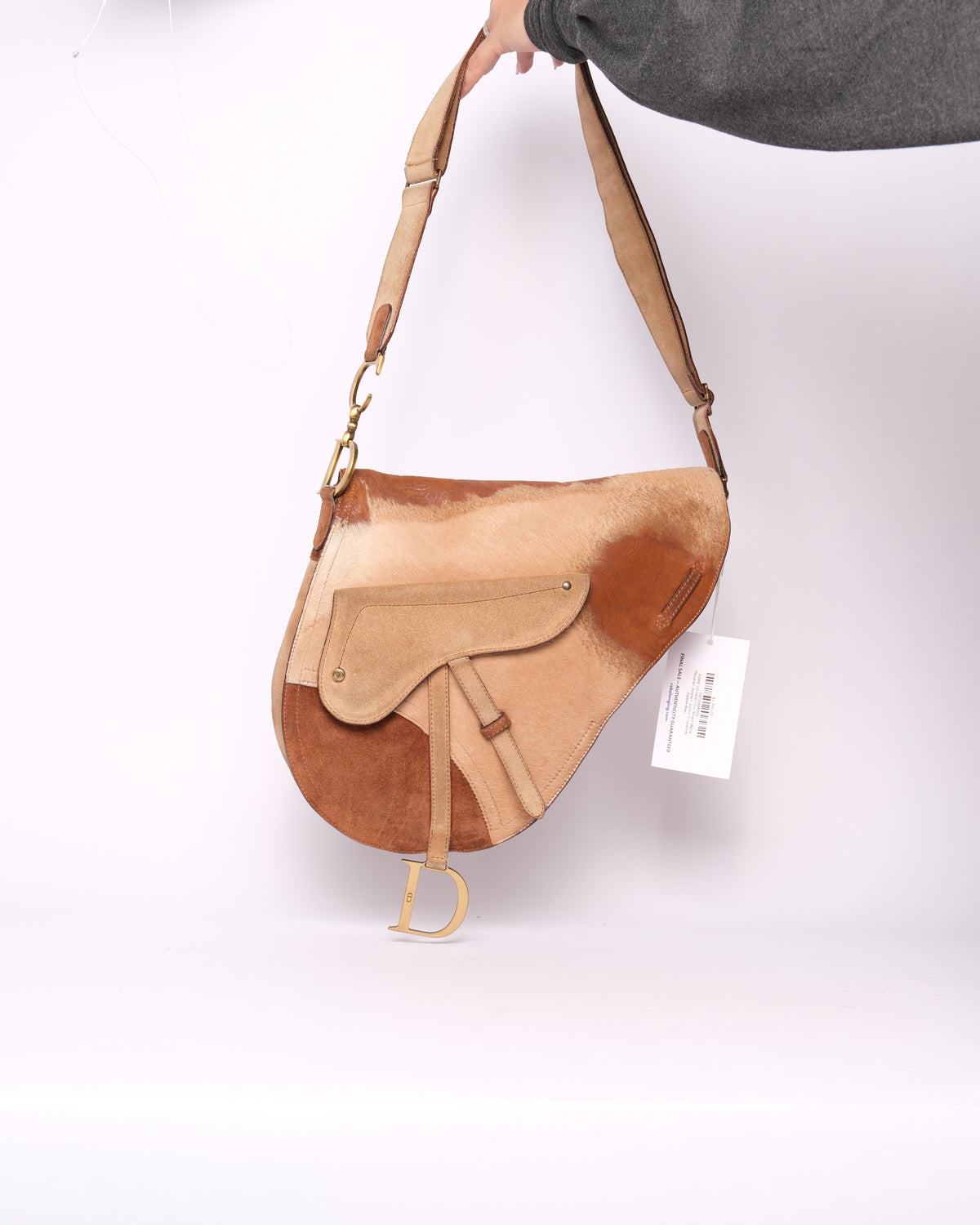 RARE Christian Dior Mixed Media Ponyhair Western Jumbo Crossbody Saddle Bag