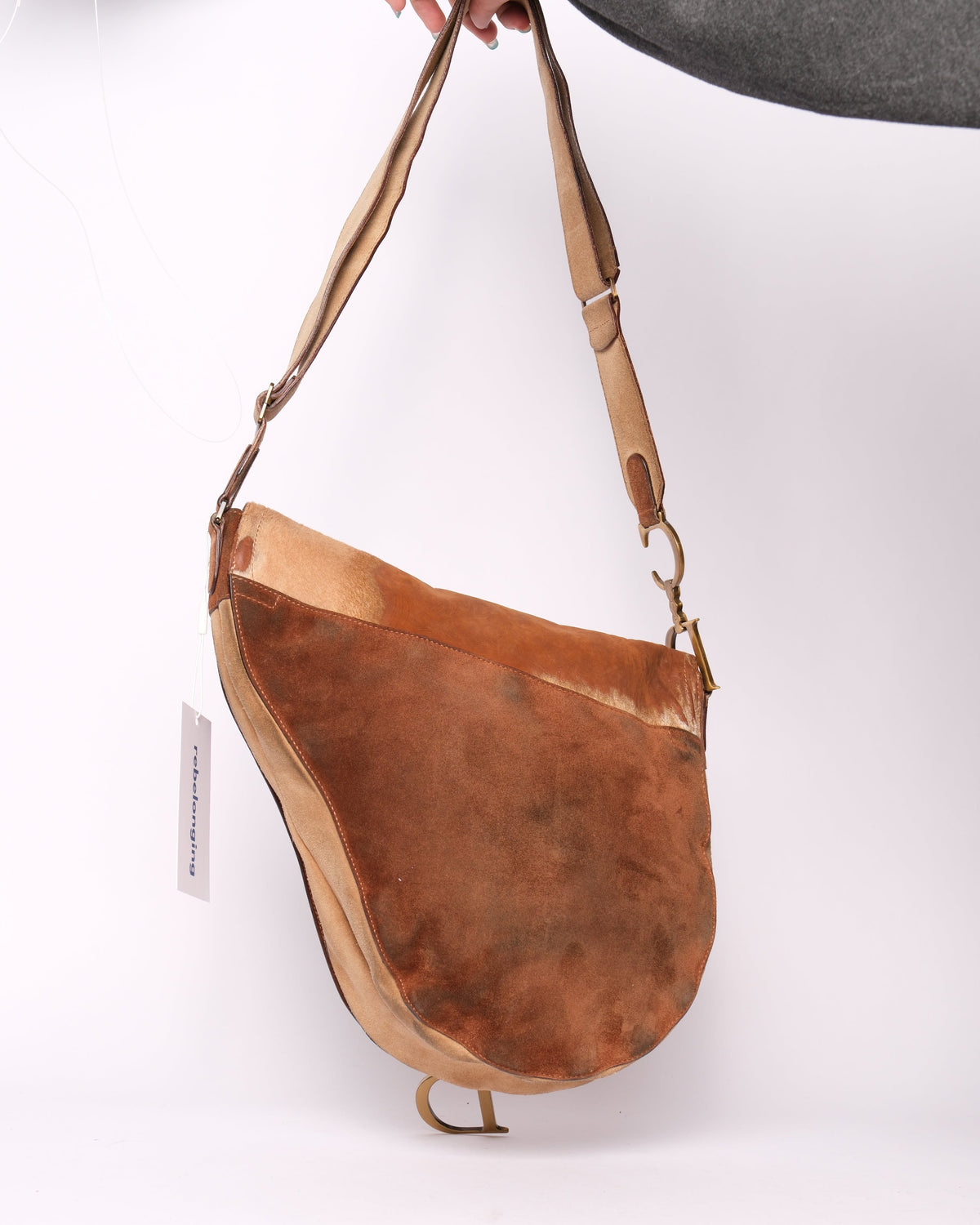 RARE Christian Dior Mixed Media Ponyhair Western Jumbo Crossbody Saddle Bag