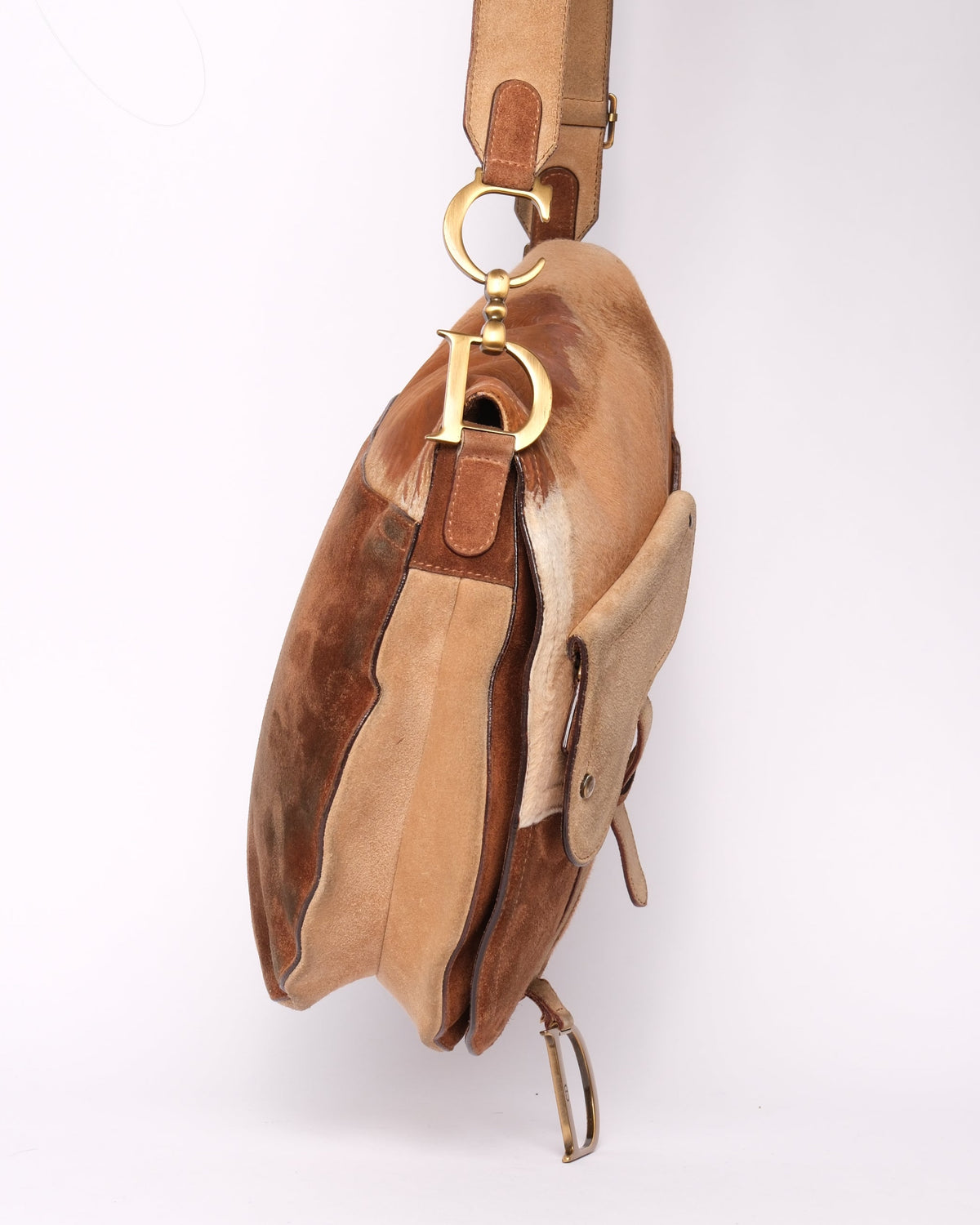 RARE Christian Dior Mixed Media Ponyhair Western Jumbo Crossbody Saddle Bag