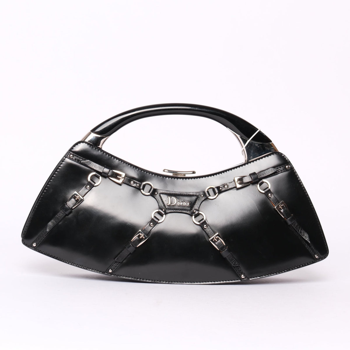 Christian Dior Leather Bondage Top Handle Bag