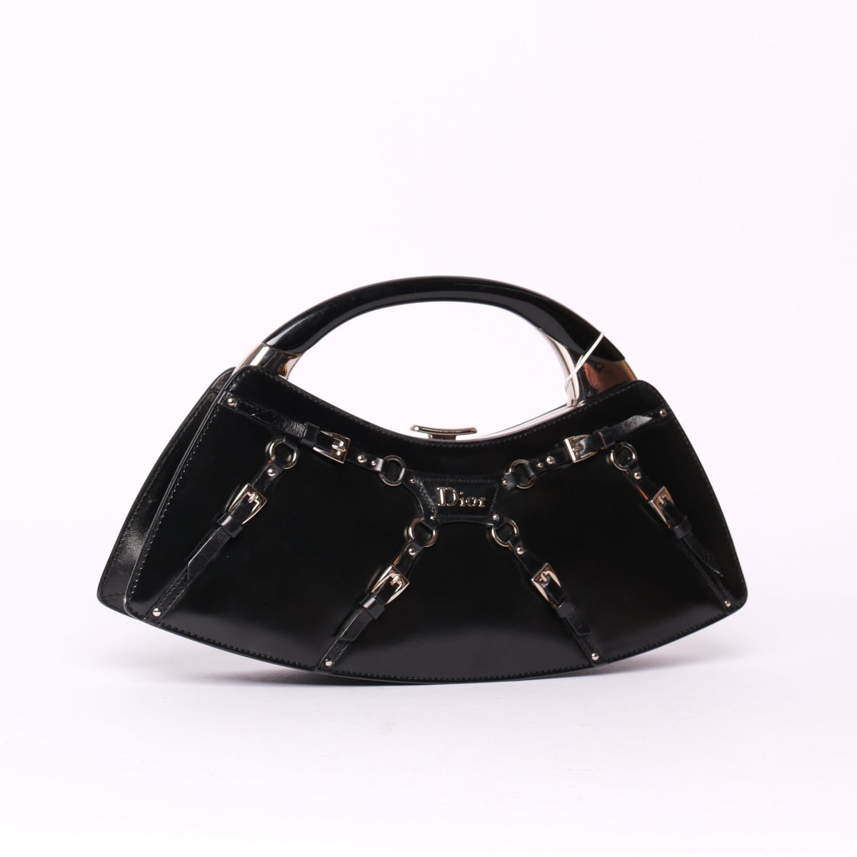 Christian Dior Leather Bondage Top Handle Bag