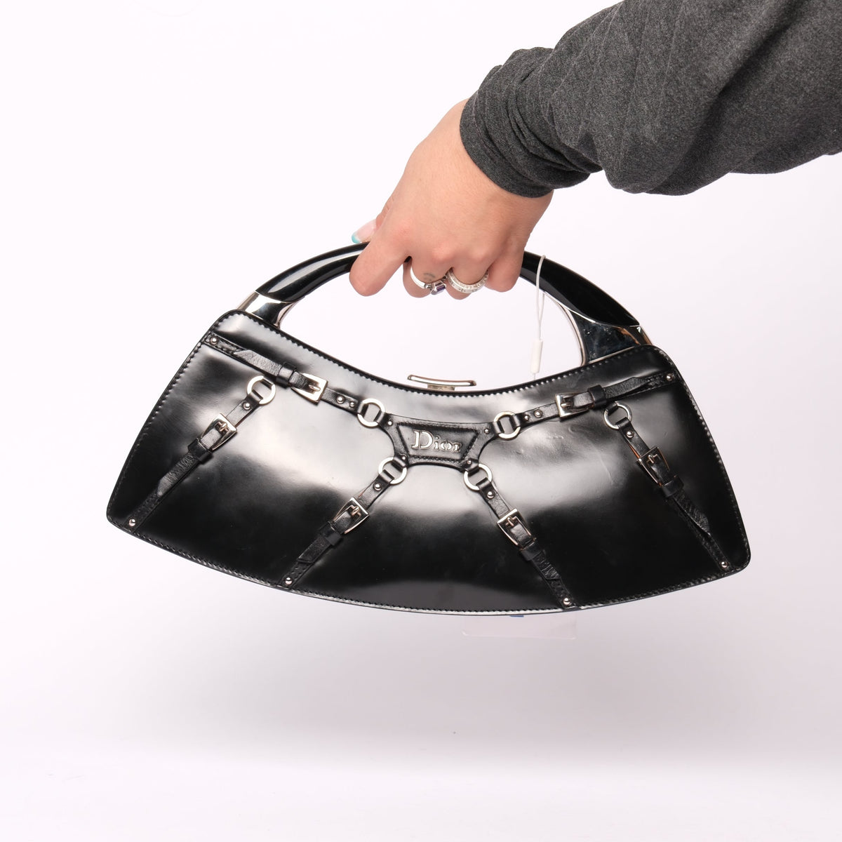 Christian Dior Leather Bondage Top Handle Bag