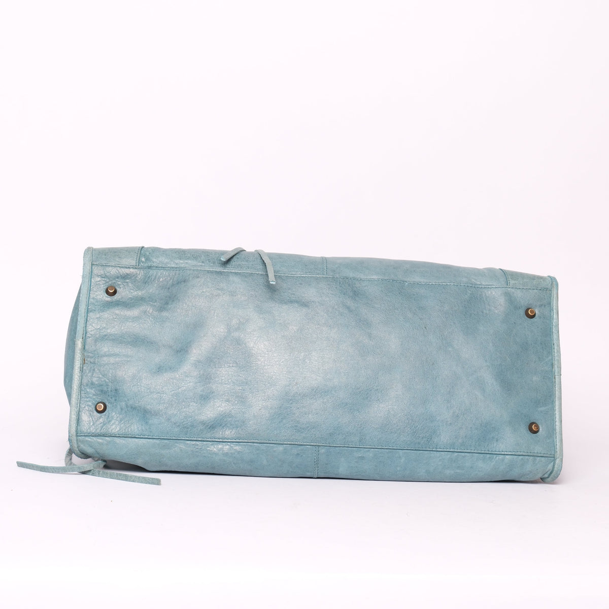 Balenciaga Teal Leather "Work" City Bag Brass HW