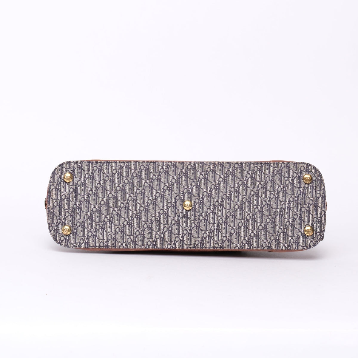 Christian Dior Navy Canvas & Brown Leather Diorissimo Street Chic Top Handle Bag