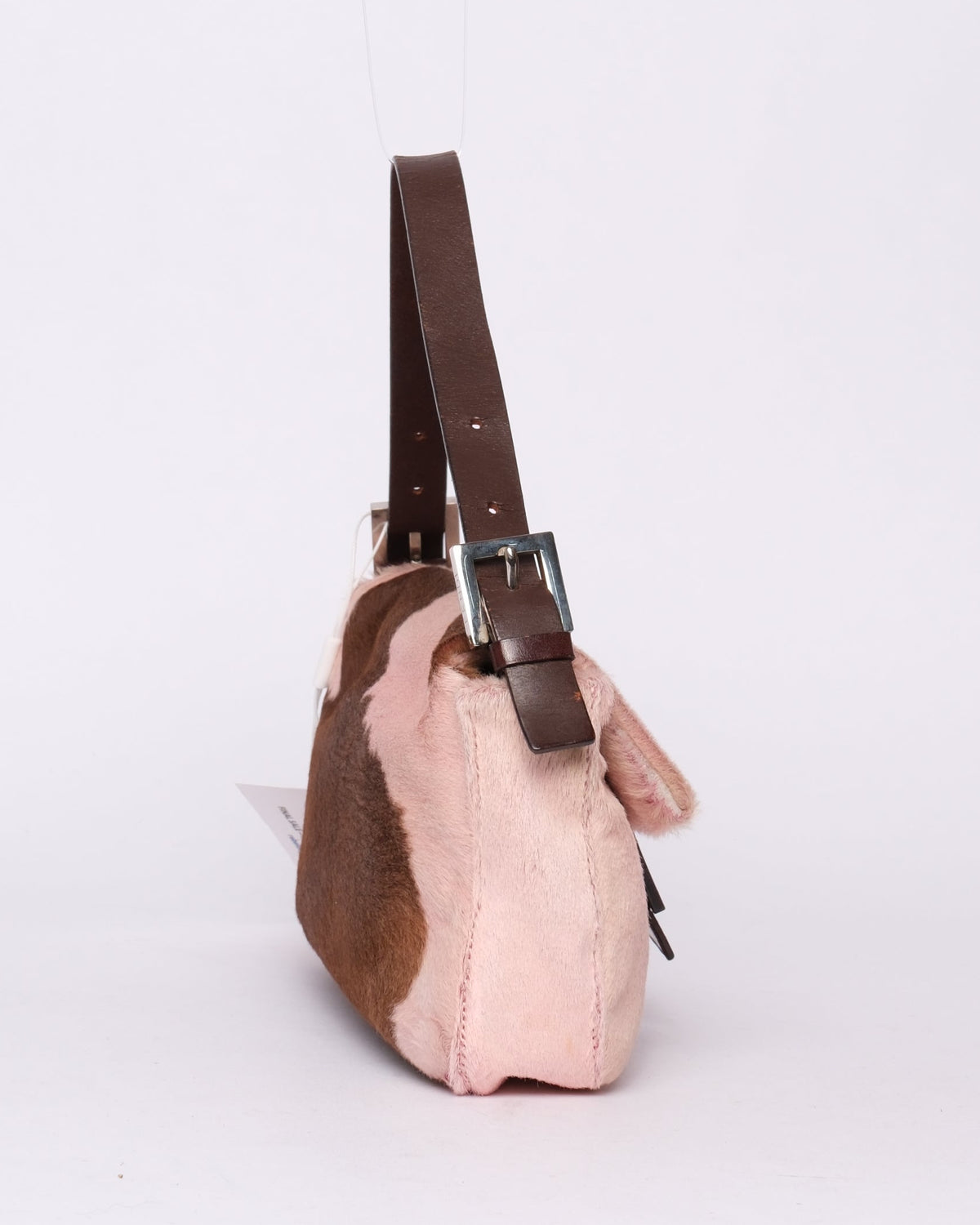 Fendi Pink Ponyhair Cow Printed Baguette Shoulder Bag
