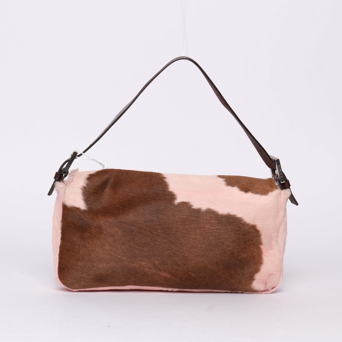 Fendi Pink Ponyhair Cow Printed Baguette Shoulder Bag