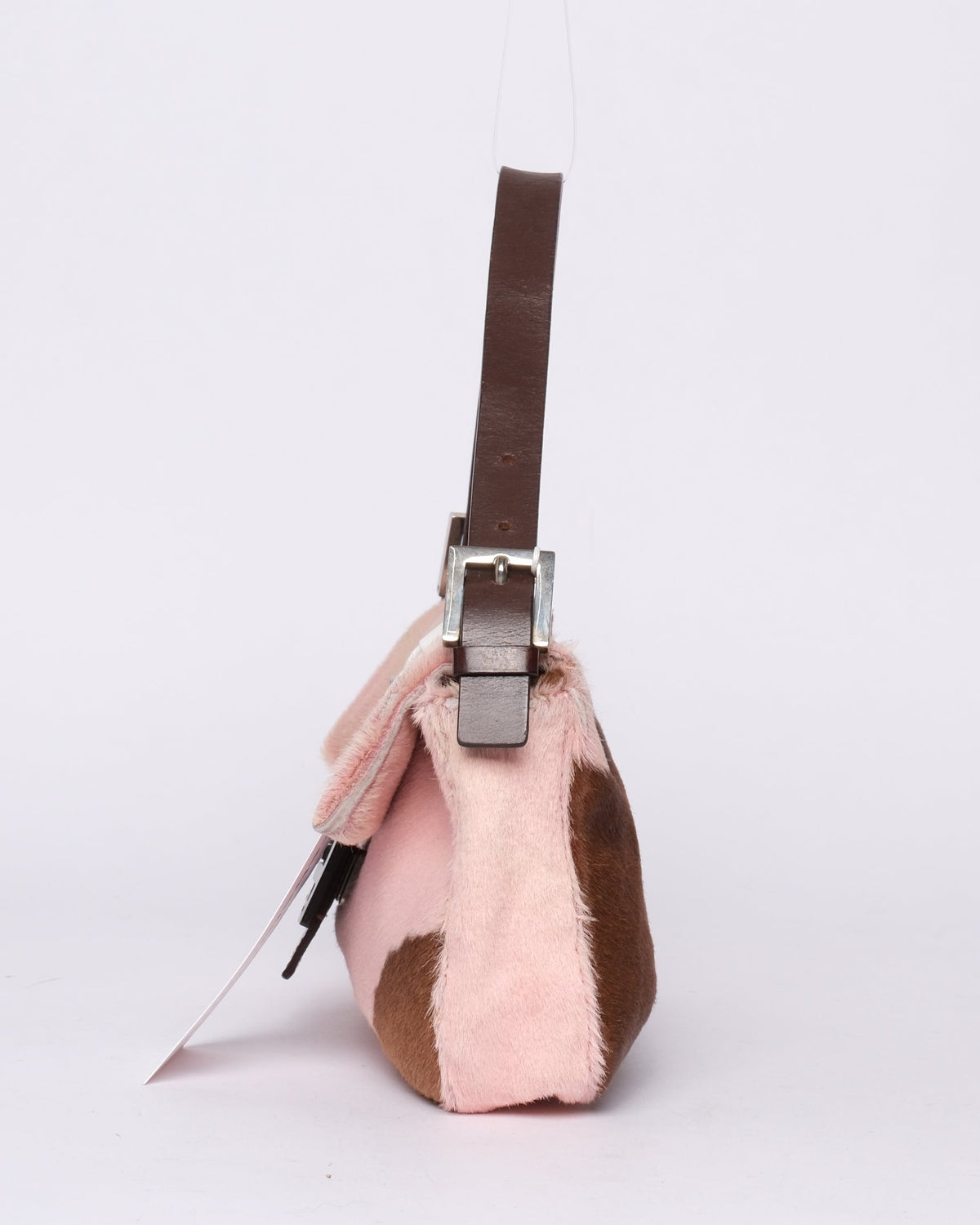 Fendi Pink Ponyhair Cow Printed Baguette Shoulder Bag