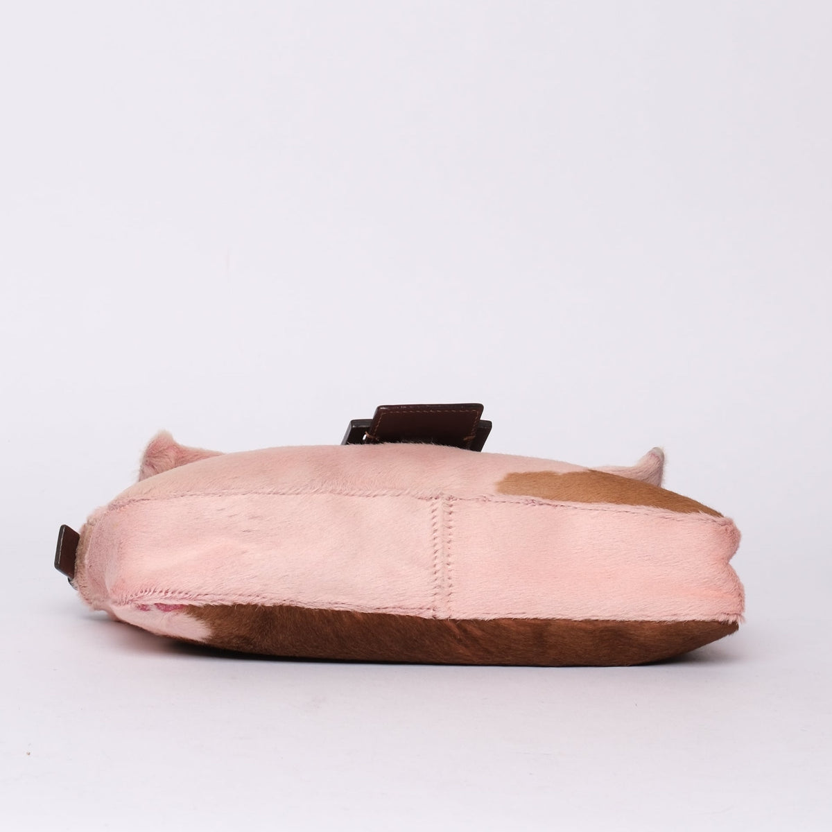 Fendi Pink Ponyhair Cow Printed Baguette Shoulder Bag