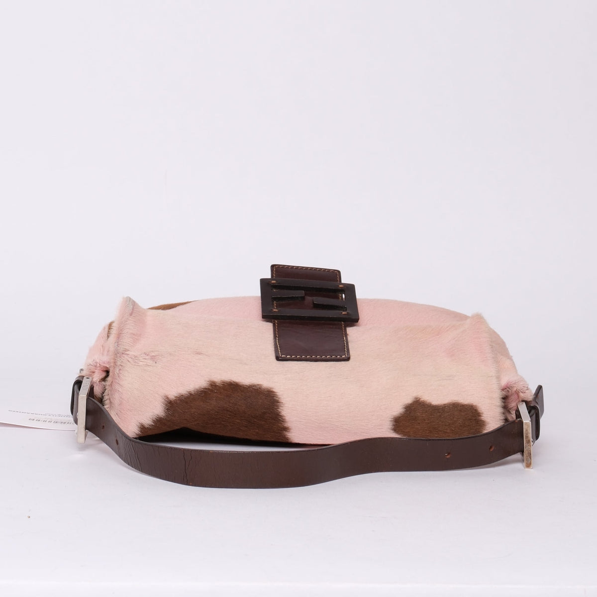 Fendi Pink Ponyhair Cow Printed Baguette Shoulder Bag